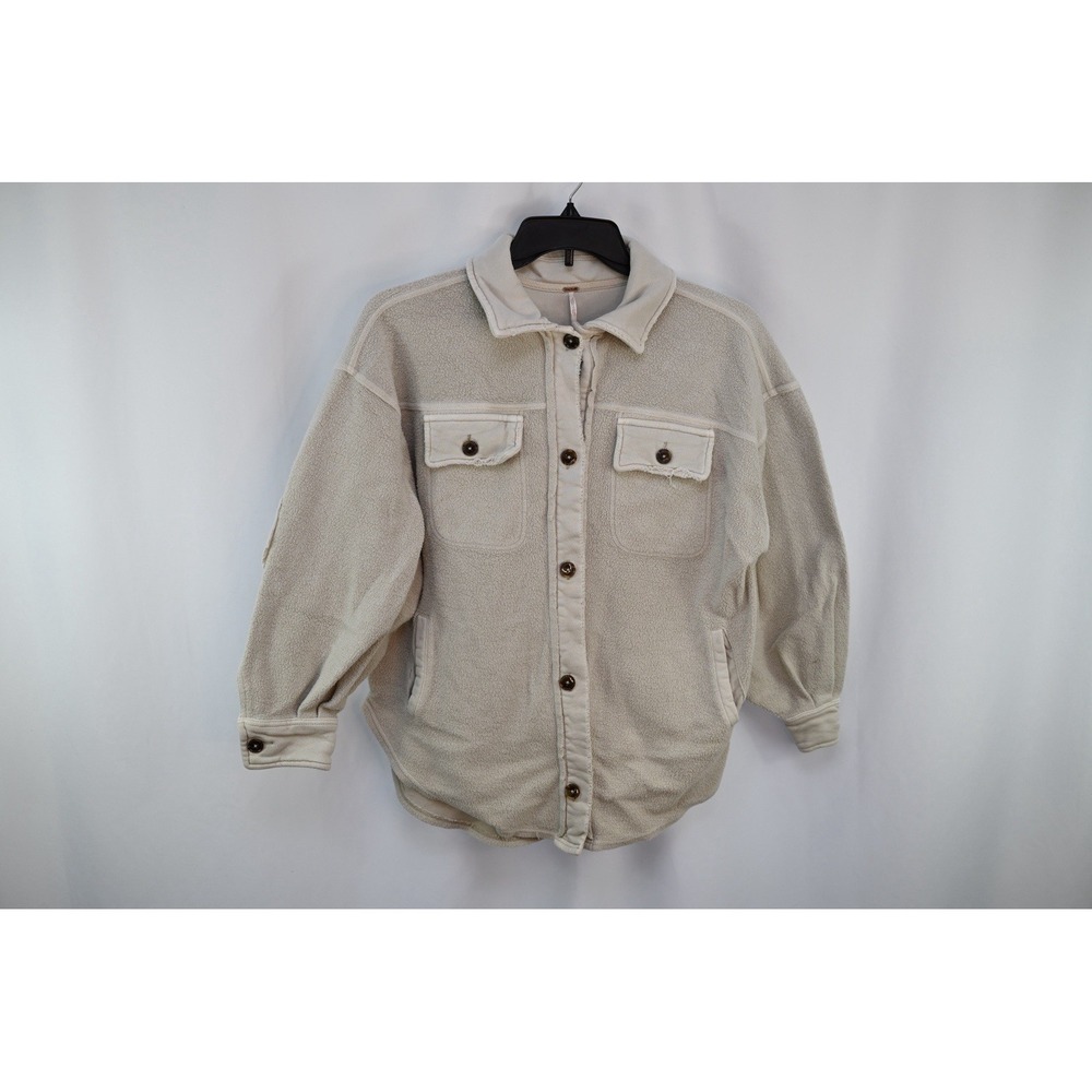 Free People Ruby Jacket Grey Fleece Button Shacket XS